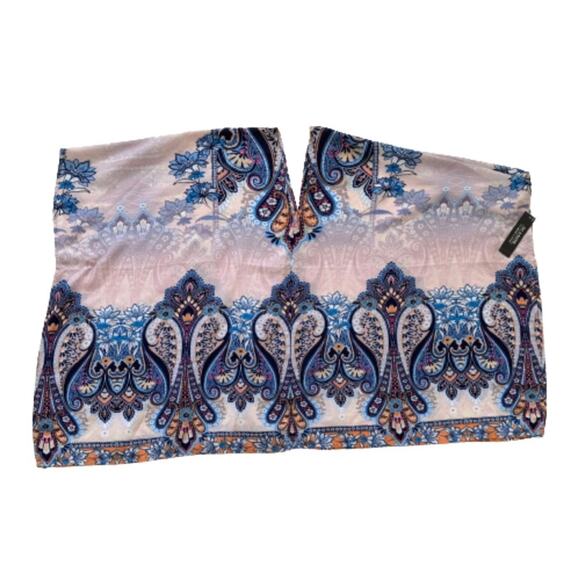 Zac & Rachel Top Poncho Lilac Blue Paisley V-Neck Festival Boho Poncho Small NEW - Picture 12 of 12